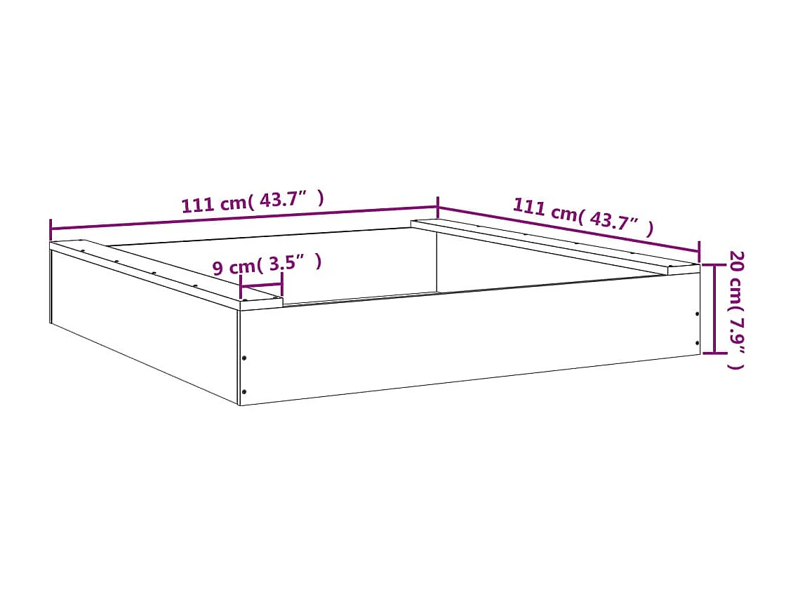 Sabbiera area giochi per bambini da giardino esterno con sedute quadrate in legno massello di pino grigio 02_0041520