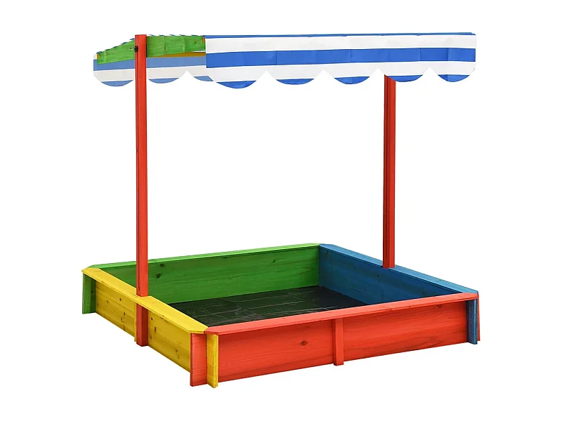 Arenero con techo regulable madera de abeto 115 x 115 x 115 cm multicolor UV50 02_0005047