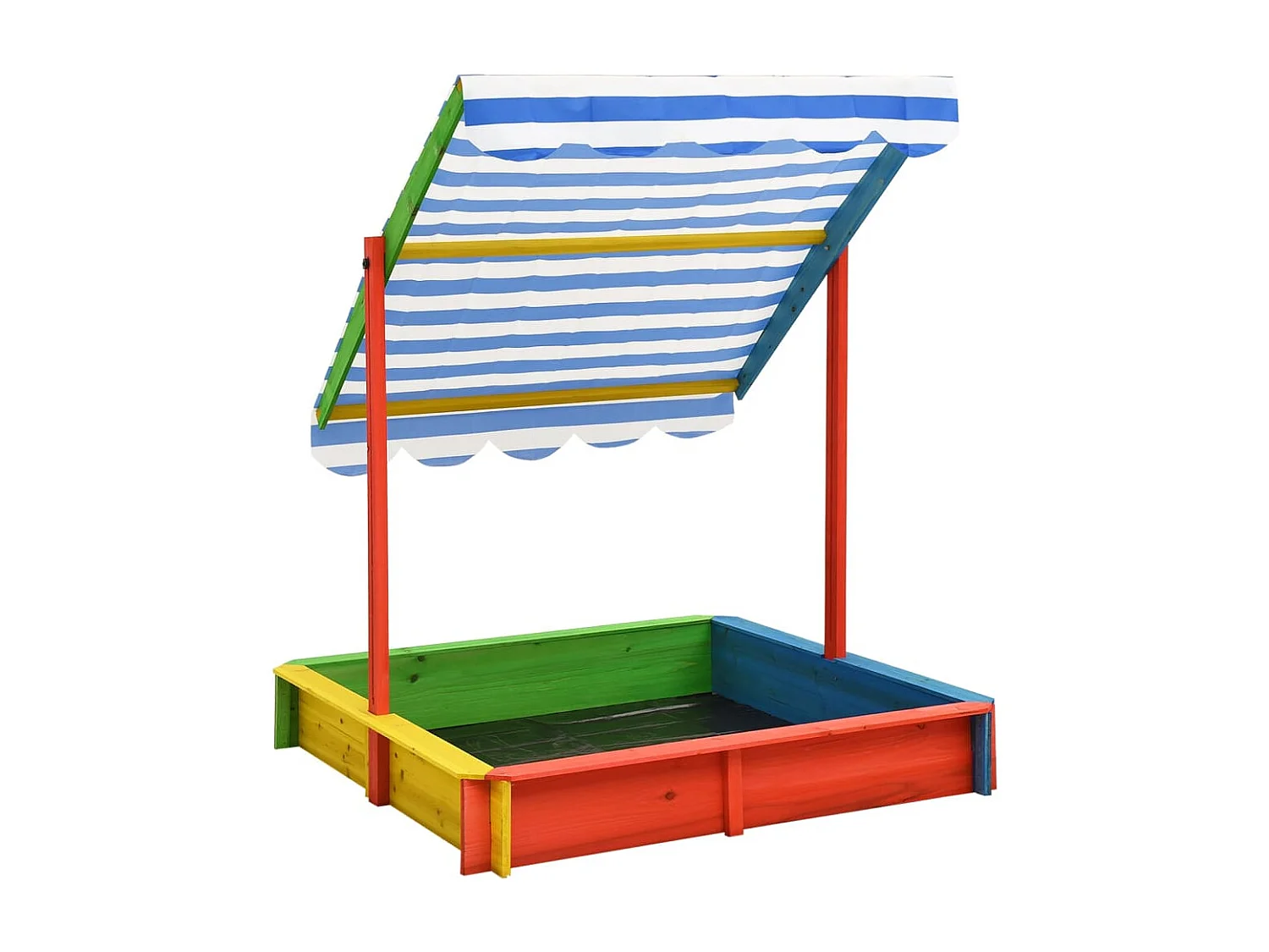 Sabbiera con tetto regolabile in legno di abete 115 x 115 x 115 cm multicolor UV50 02_0005047