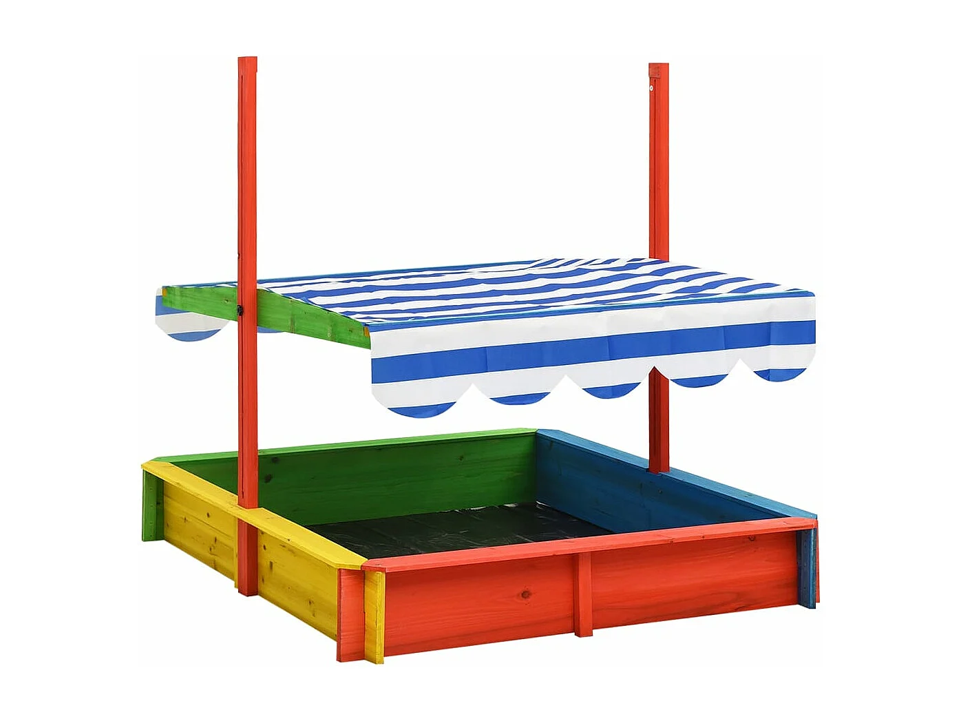 Sabbiera con tetto regolabile in legno di abete 115 x 115 x 115 cm multicolor UV50 02_0005047