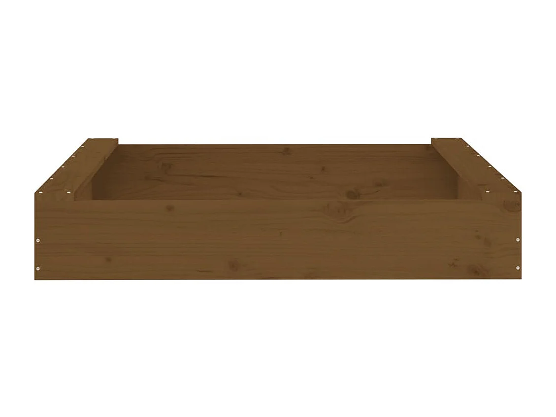 Área de lazer infantil caixa de areia jardim ao ar livre com assentos quadrados madeira maciça de pinho marrom 02_0041523