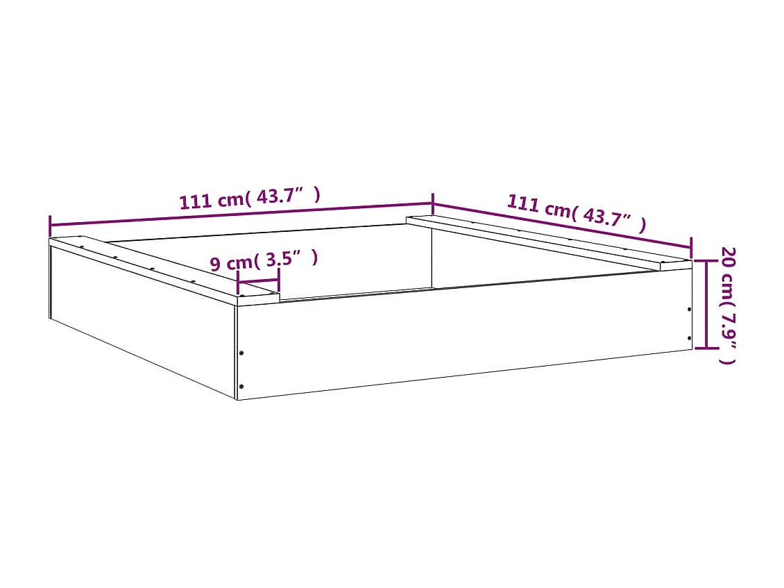 Área de lazer infantil caixa de areia jardim ao ar livre com assentos quadrados madeira maciça de pinho marrom 02_0041523