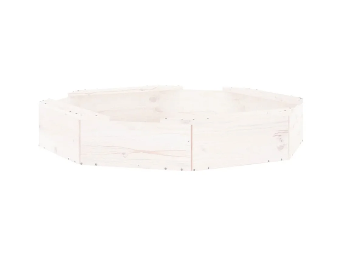 Área de recreação infantil sandbox jardim ao ar livre com assentos octogonais madeira maciça de pinho branco 02_0041532