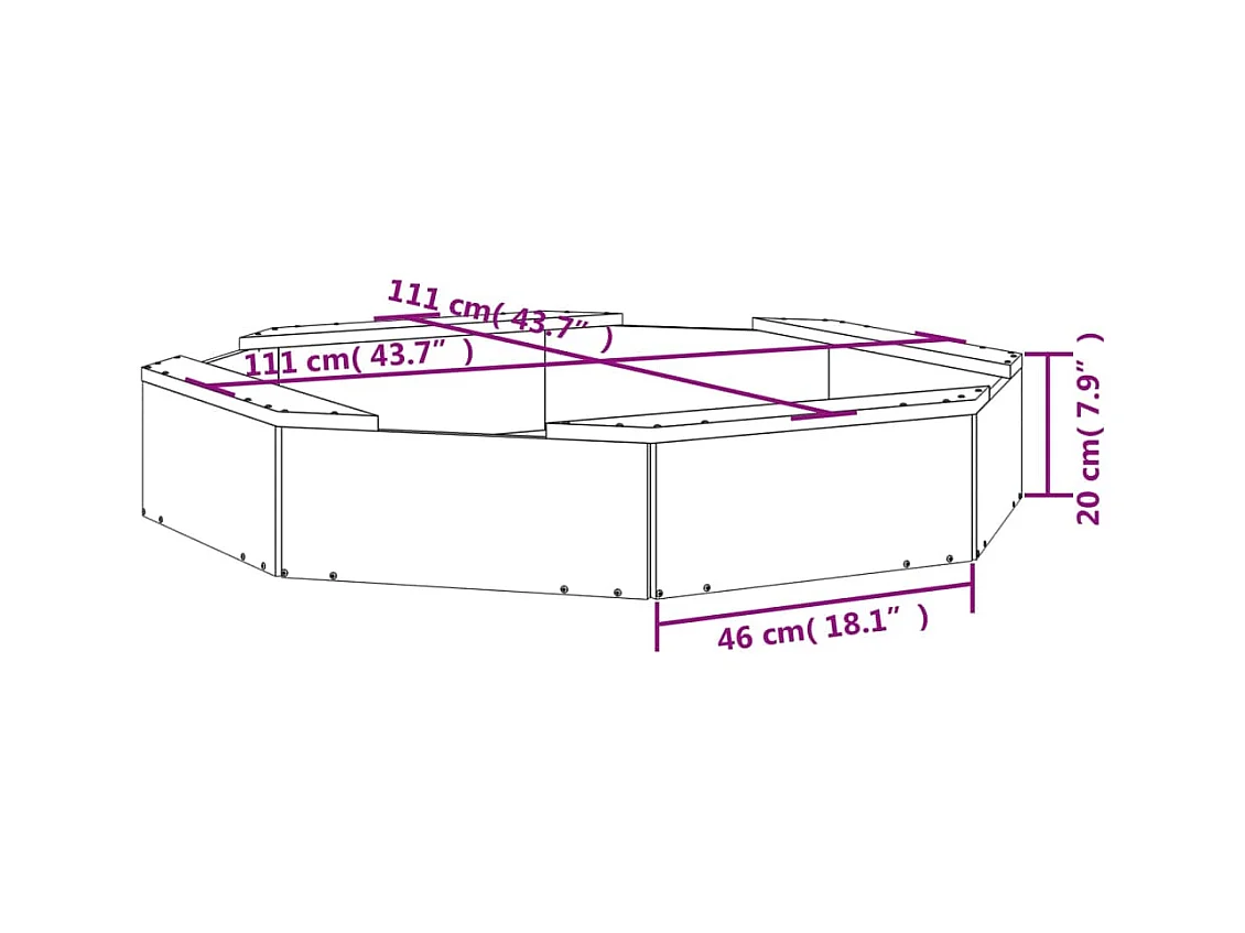 Área de recreação infantil sandbox jardim ao ar livre com assentos octogonais madeira maciça de pinho branco 02_0041532