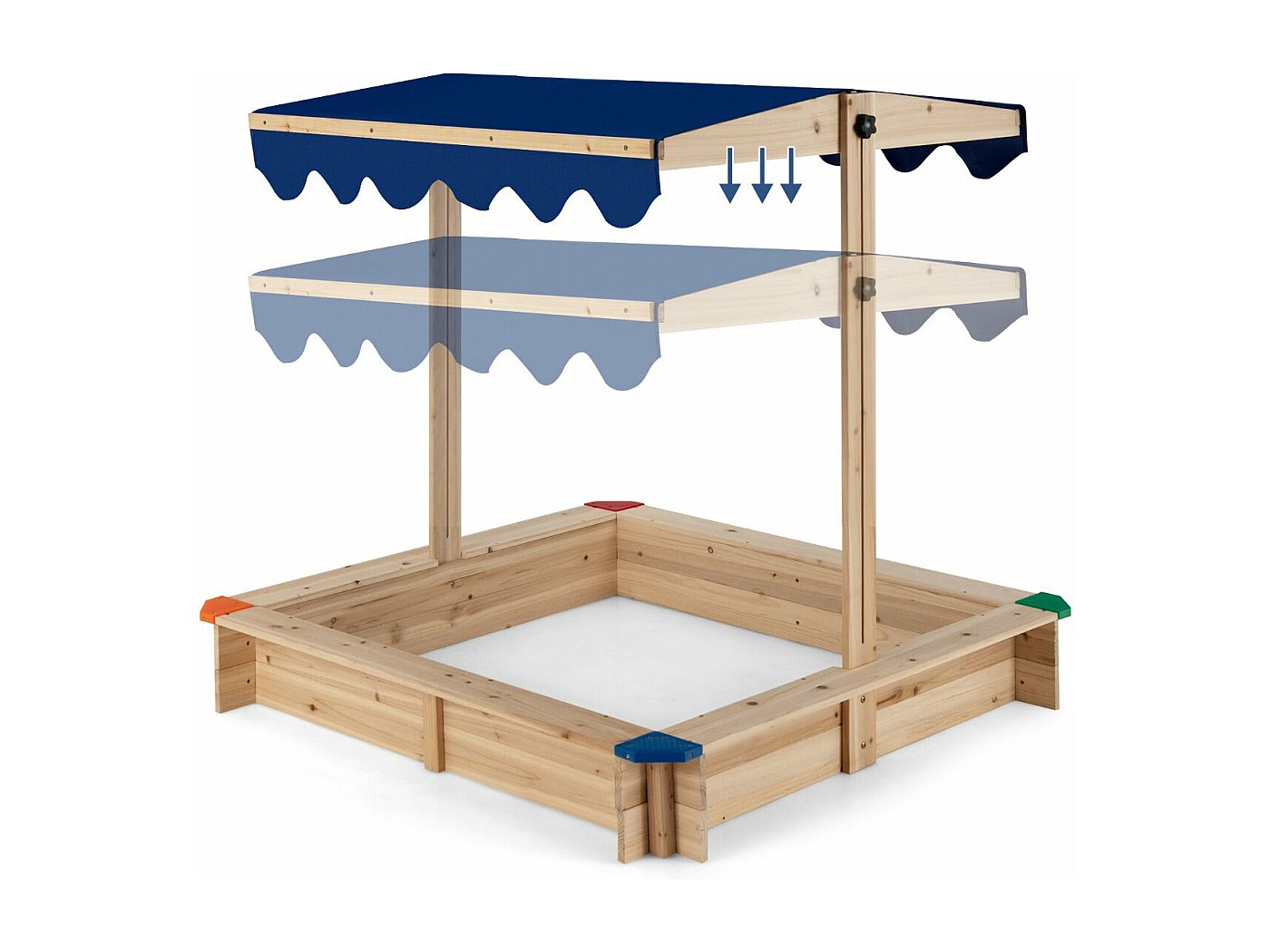 Sabbiera Per Bambini 3-7 Anni Con Tettuccio E Set Da Cucina 180x103x144,5 Cm In Legno Di Abete – Acquista Su Giordano Shop - Foto 10