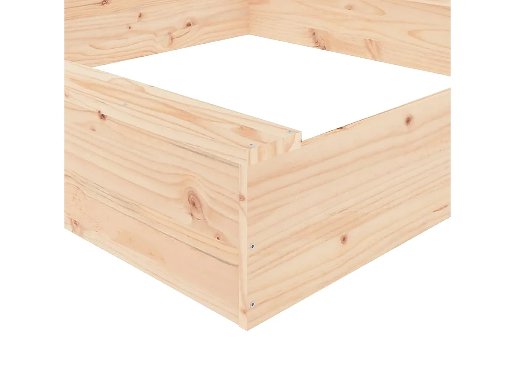 Área de lazer infantil caixa de areia jardim ao ar livre com assentos quadrados madeira maciça de pinho marrom 02_0041518