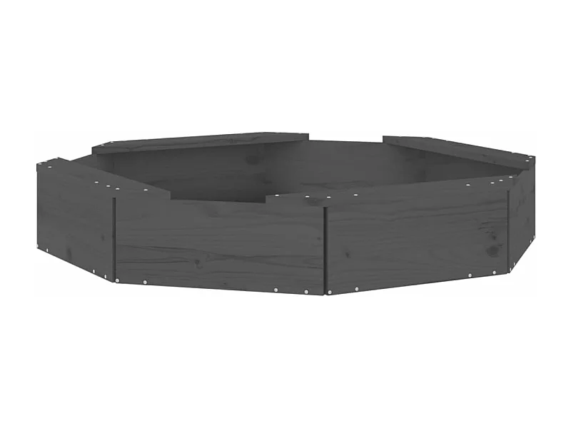 Arenero zona de juegos infantil jardín exterior con asientos octogonales madera maciza de pino gris 02_0041535