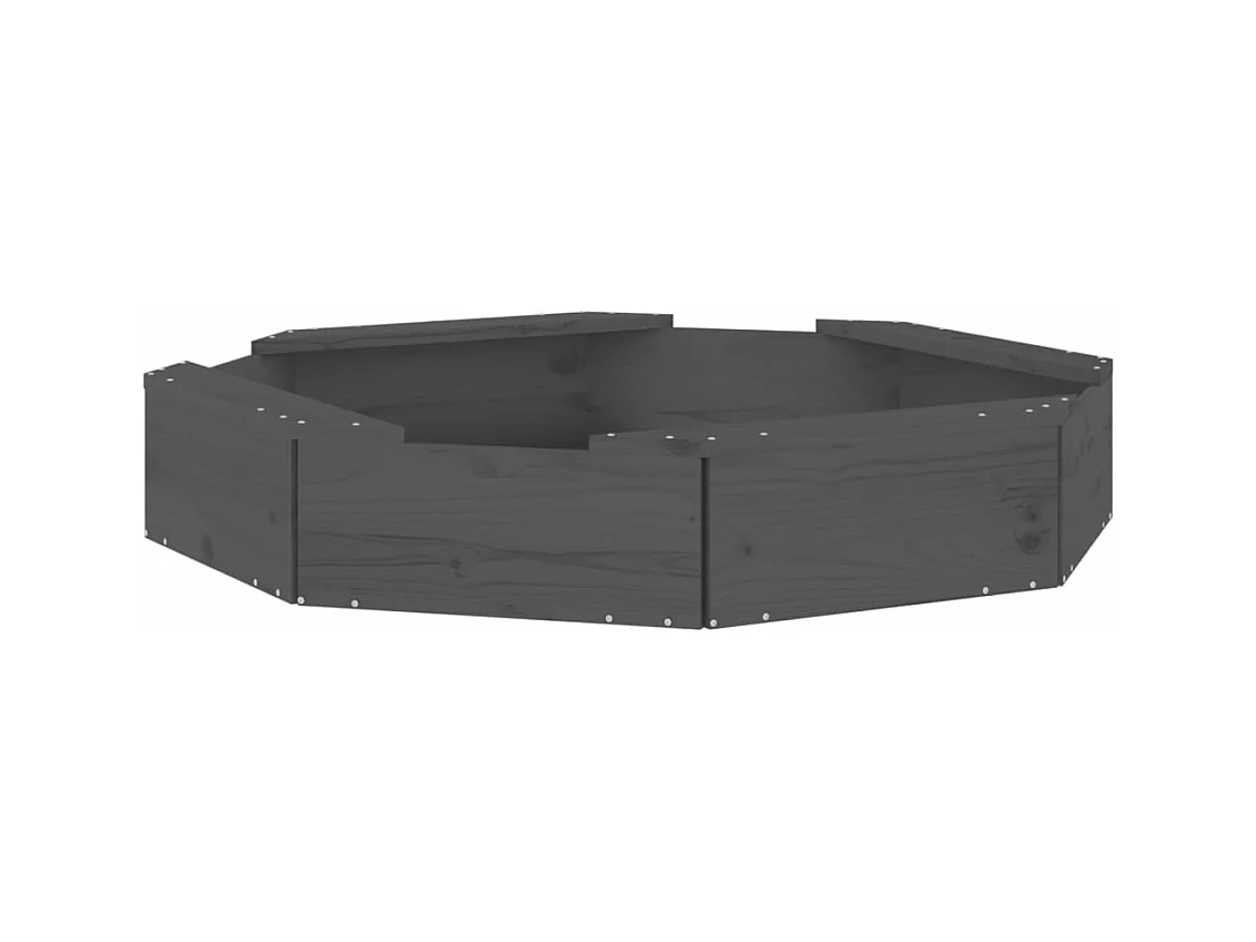 Área de recreação infantil sandbox jardim ao ar livre com assentos octogonais madeira maciça de pinho cinza 02_0041535