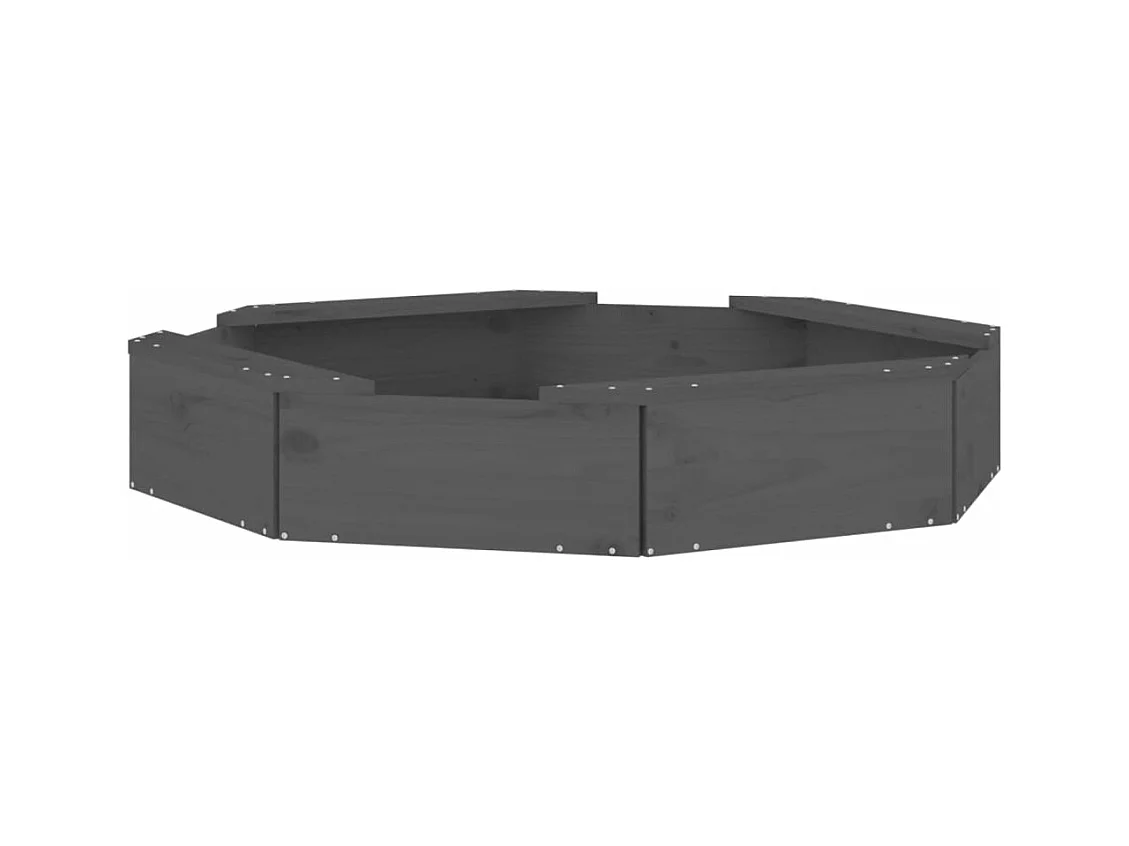 Área de recreação infantil sandbox jardim ao ar livre com assentos octogonais madeira maciça de pinho cinza 02_0041535