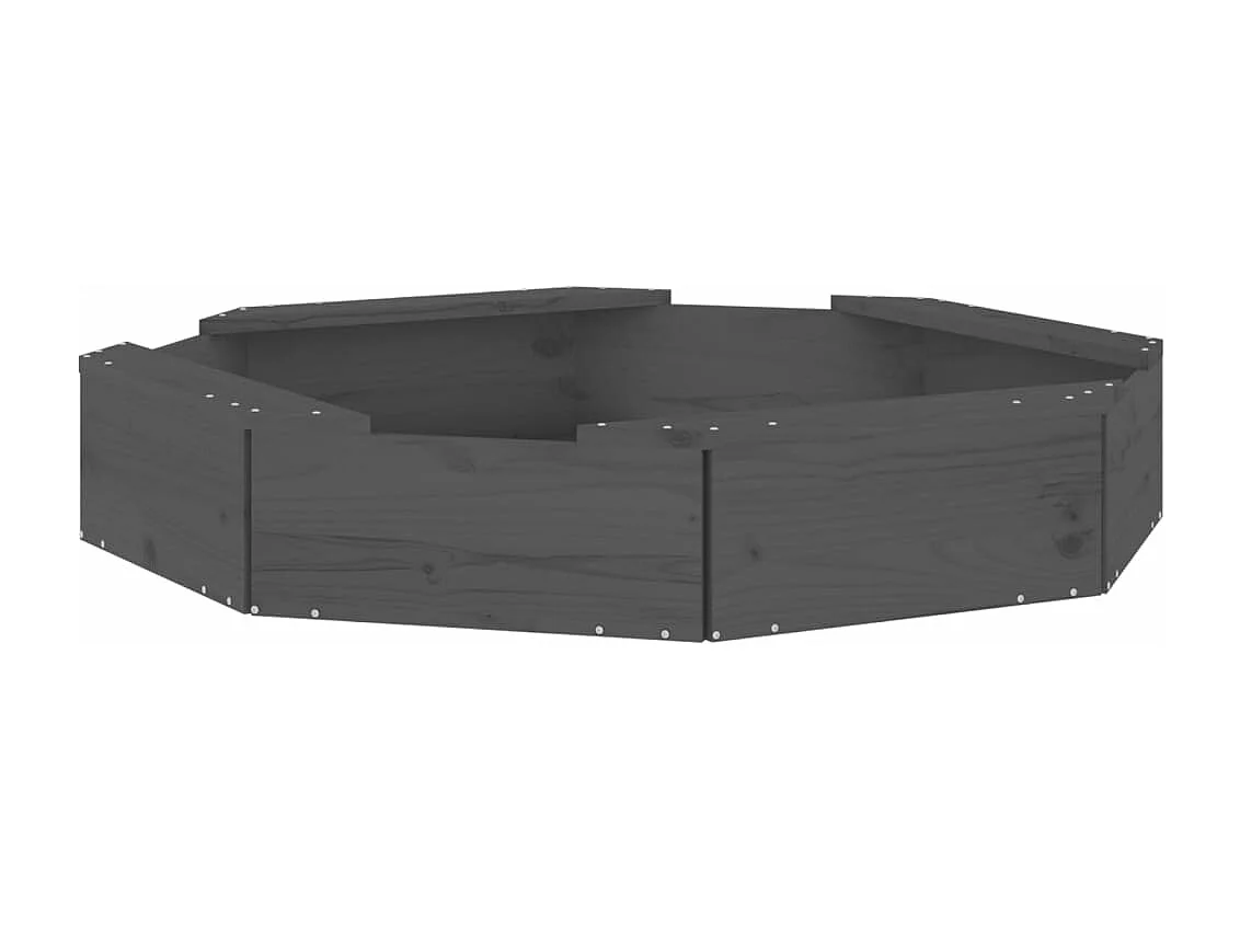 Arenero zona de juegos infantil jardín exterior con asientos octogonales madera maciza de pino gris 02_0041535