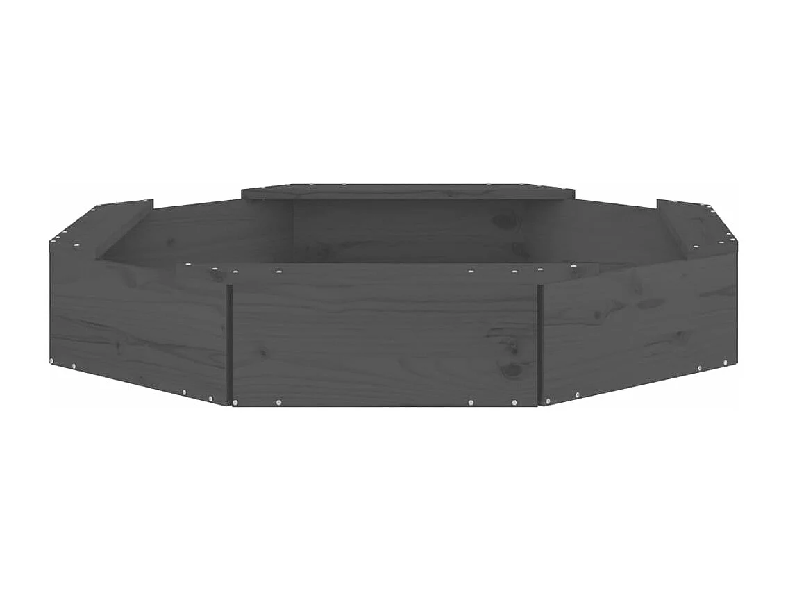 Arenero zona de juegos infantil jardín exterior con asientos octogonales madera maciza de pino gris 02_0041535