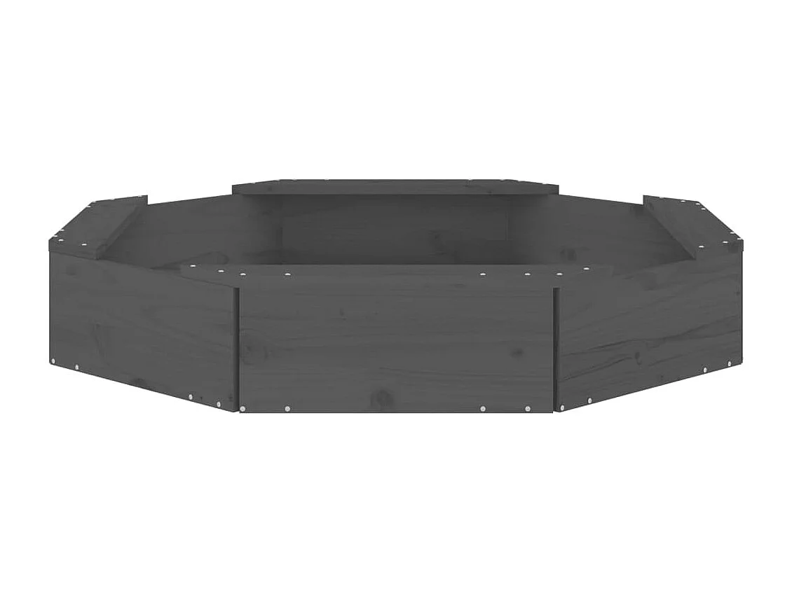 Arenero zona de juegos infantil jardín exterior con asientos octogonales madera maciza de pino gris 02_0041535