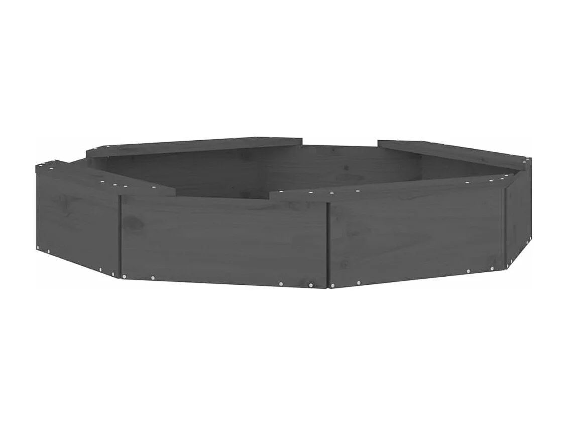 Arenero zona de juegos infantil jardín exterior con asientos octogonales madera maciza de pino gris 02_0041535