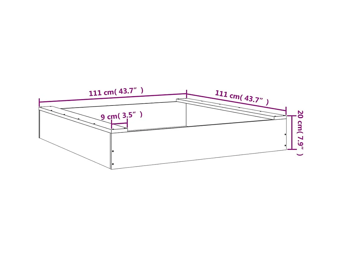 Área de recreação infantil sandbox jardim ao ar livre com assentos quadrados em madeira de pinho maciço preto 02_0041526