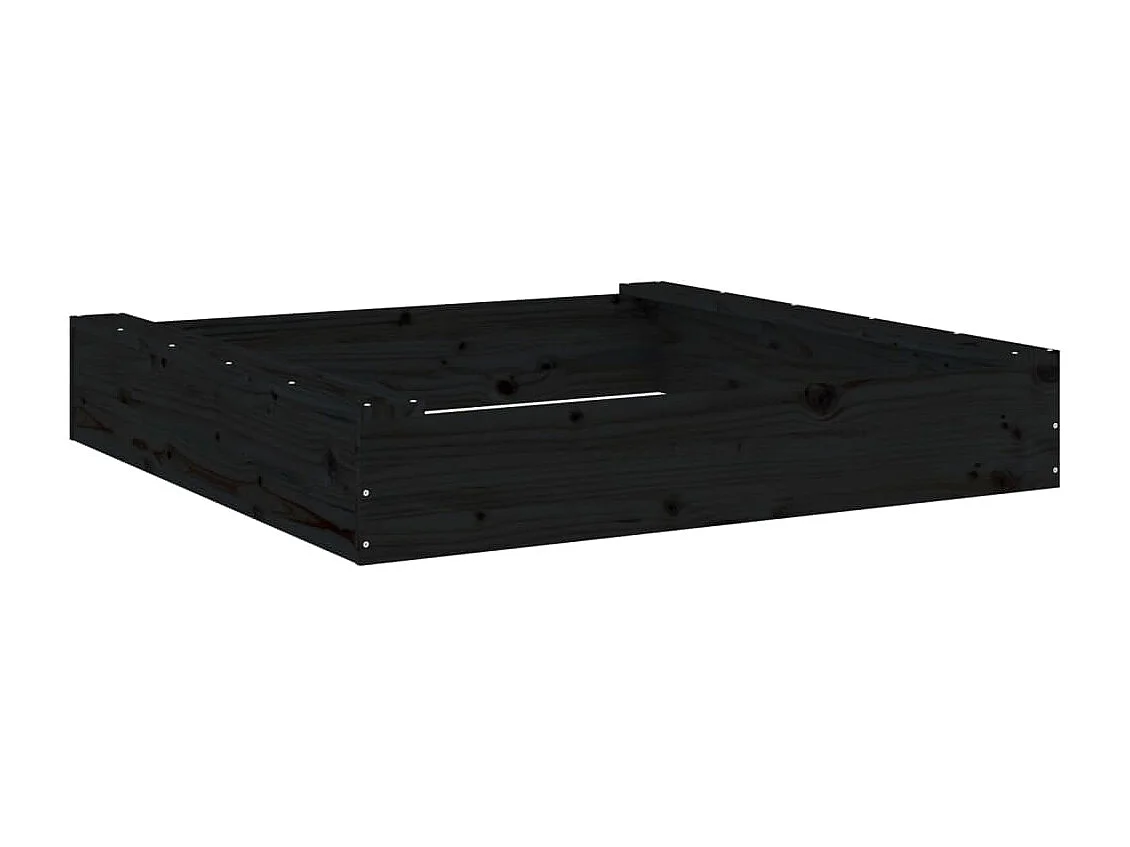 Área de recreação infantil sandbox jardim ao ar livre com assentos quadrados em madeira de pinho maciço preto 02_0041526