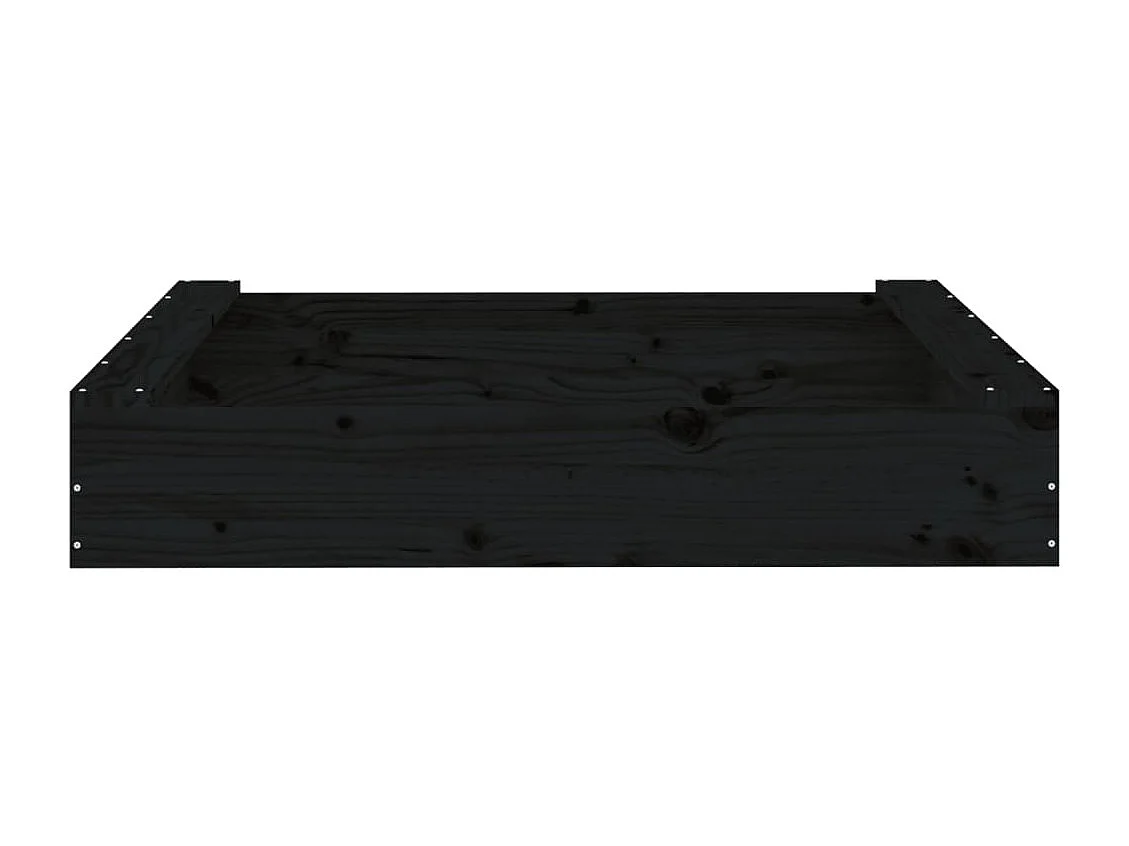 Área de recreação infantil sandbox jardim ao ar livre com assentos quadrados em madeira de pinho maciço preto 02_0041526