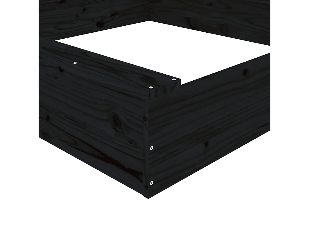 Área de recreação infantil sandbox jardim ao ar livre com assentos quadrados em madeira de pinho maciço preto 02_0041526