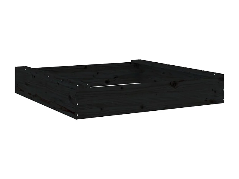 Arenero zona de juegos infantil jardín exterior con asientos cuadrados madera maciza de pino negro 02_0041526