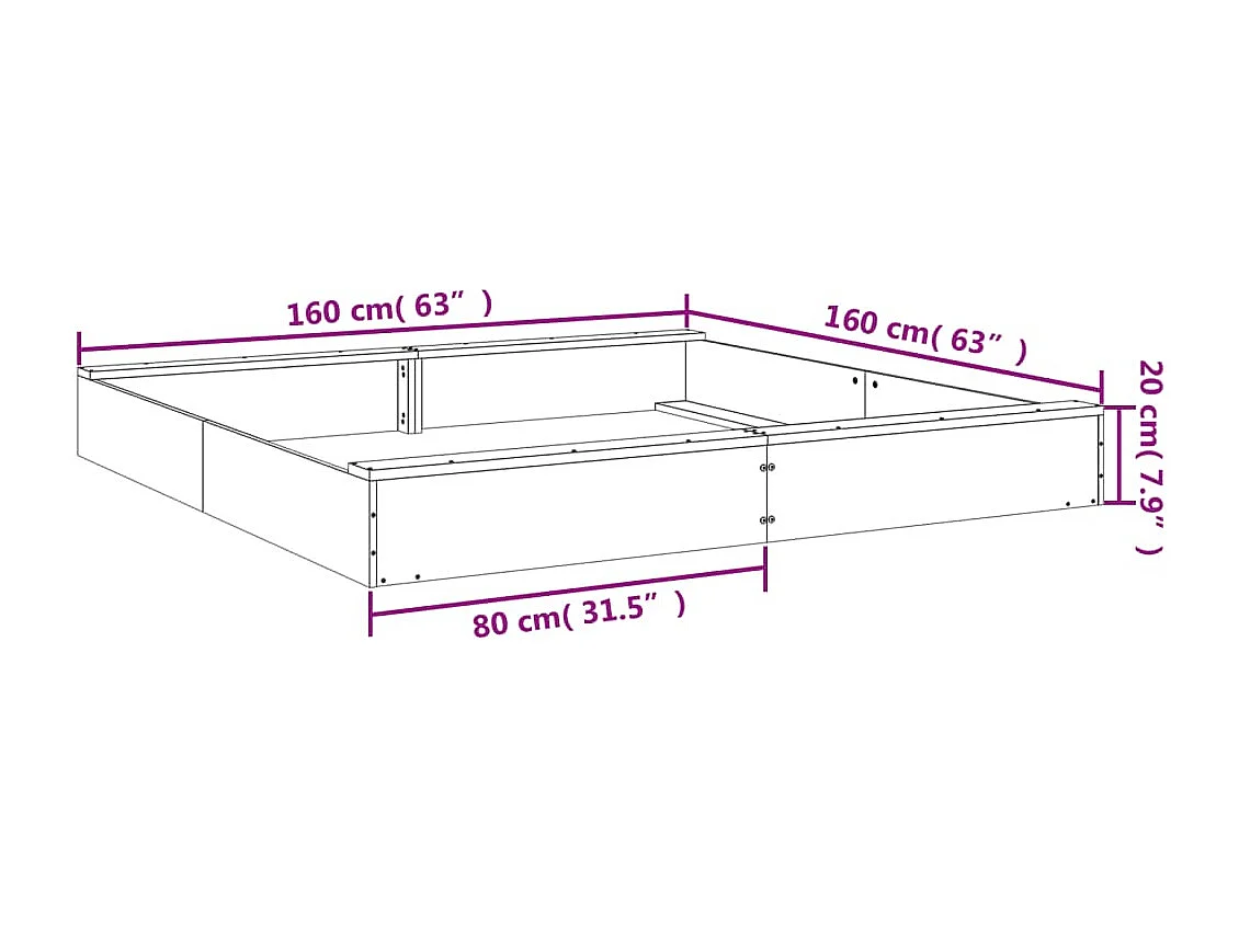 Bac à sable jeu bois marron 160 x 160 x 20 cm 02_0041521