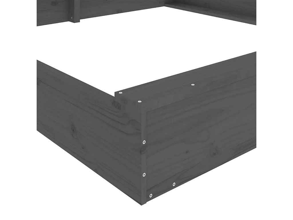 Área de recreação infantil sandbox jardim ao ar livre com assentos quadrados madeira maciça de pinho cinza 02_0041521