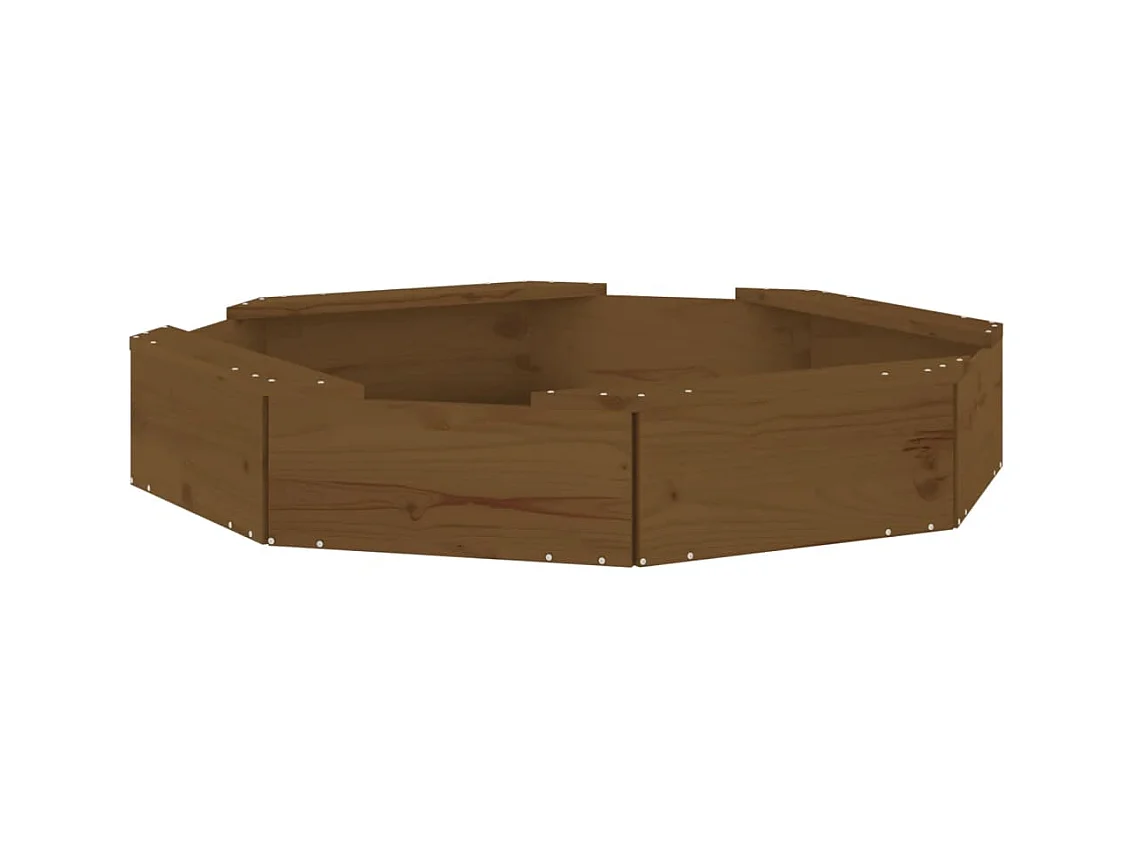 Área de recreação infantil caixa de areia jardim ao ar livre com assentos octogonais madeira maciça de pinho marrom 02_0041537