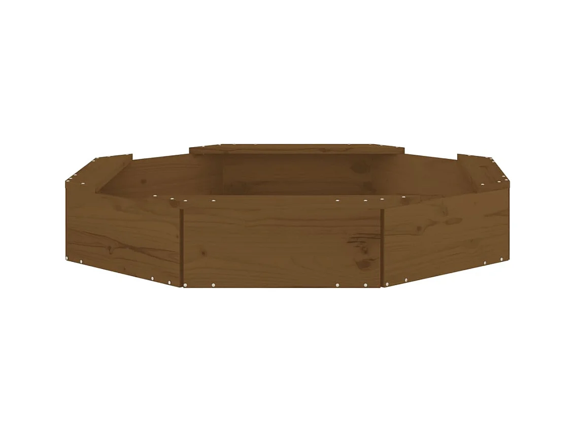 Área de recreação infantil caixa de areia jardim ao ar livre com assentos octogonais madeira maciça de pinho marrom 02_0041537