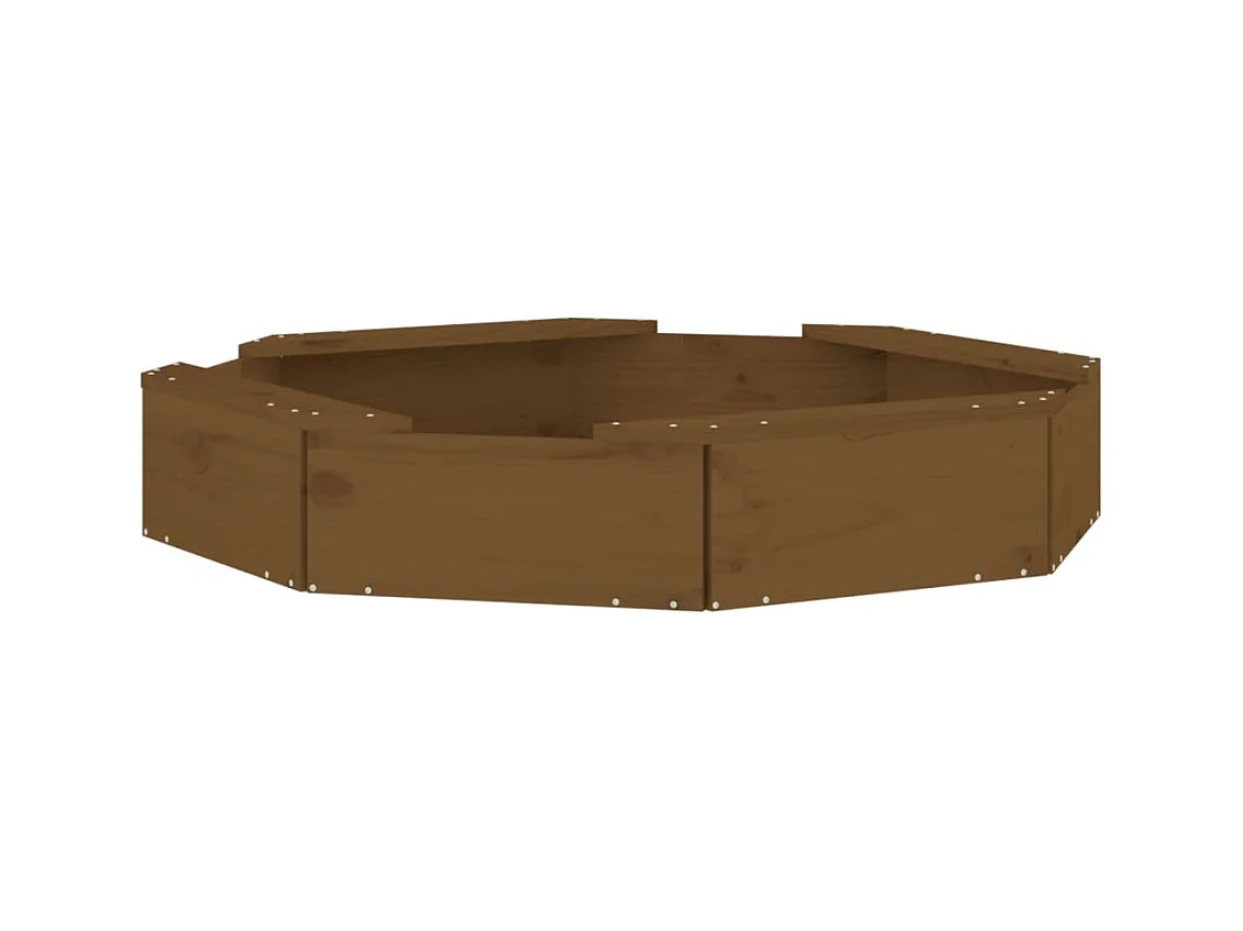 Área de recreação infantil caixa de areia jardim ao ar livre com assentos octogonais madeira maciça de pinho marrom 02_0041537