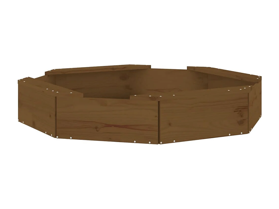 Área de recreação infantil caixa de areia jardim ao ar livre com assentos octogonais madeira maciça de pinho marrom 02_0041537