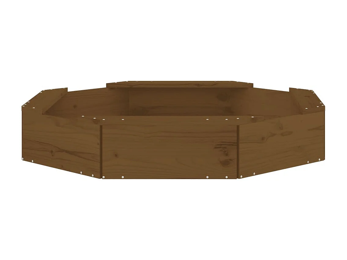 Área de recreação infantil caixa de areia jardim ao ar livre com assentos octogonais madeira maciça de pinho marrom 02_0041537