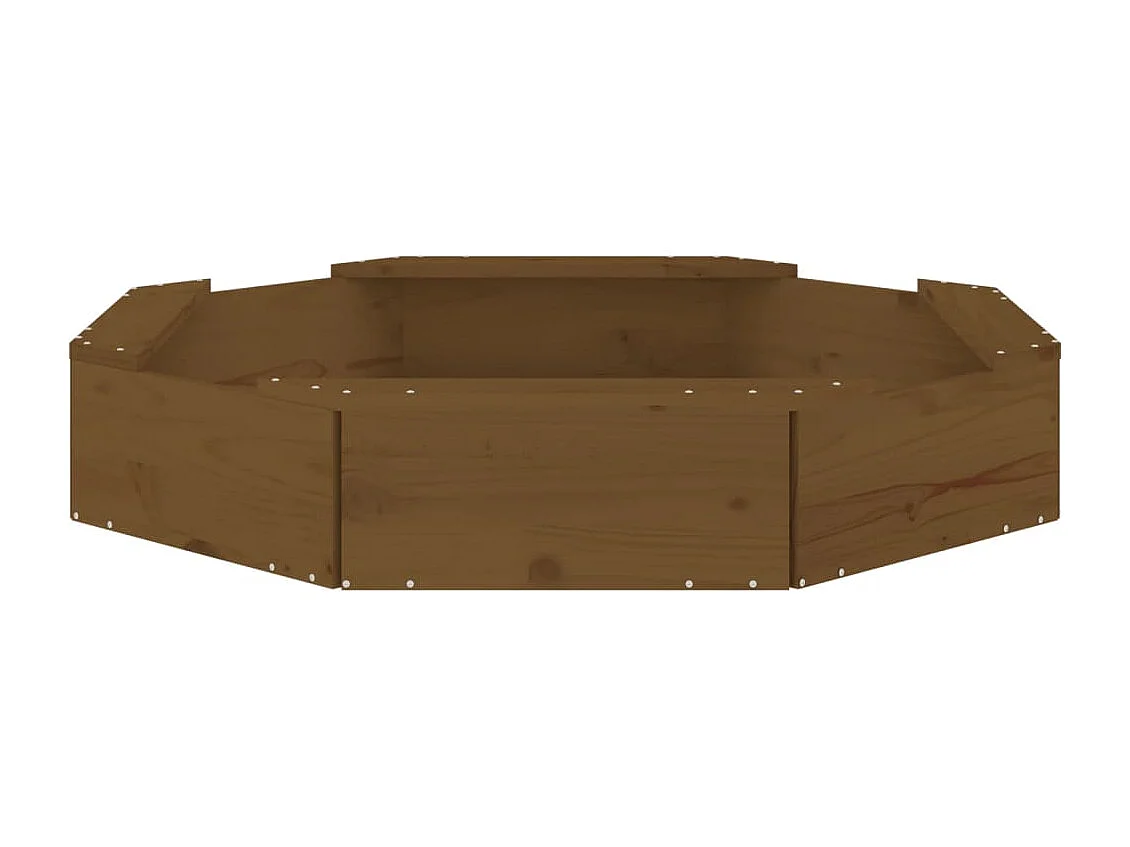 Área de recreação infantil caixa de areia jardim ao ar livre com assentos octogonais madeira maciça de pinho marrom 02_0041537