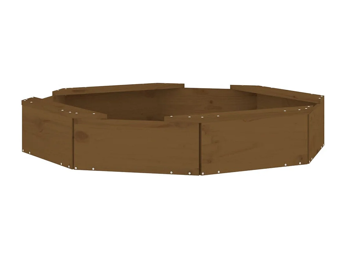 Área de recreação infantil caixa de areia jardim ao ar livre com assentos octogonais madeira maciça de pinho marrom 02_0041537