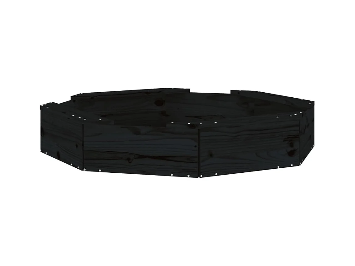 Área de recreação infantil sandbox jardim ao ar livre com assentos octogonais em madeira de pinho maciço preto 02_0041542