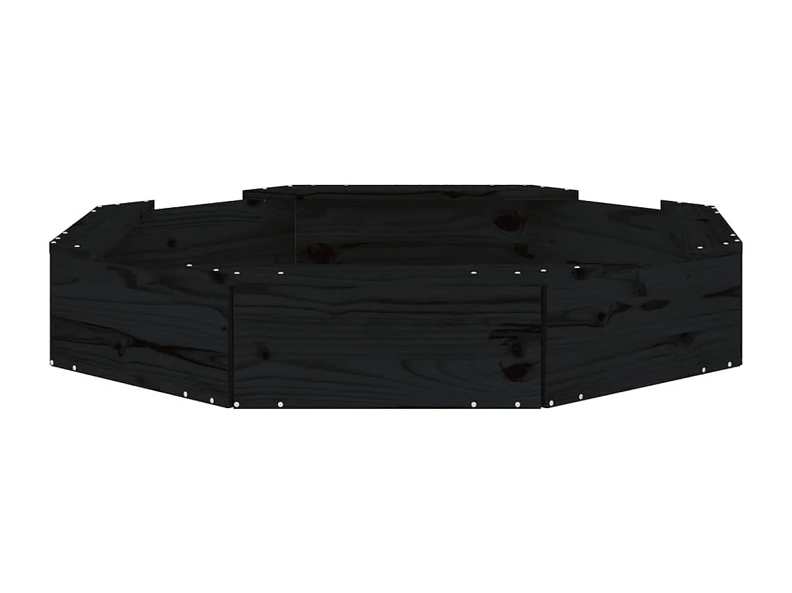 Área de recreação infantil sandbox jardim ao ar livre com assentos octogonais em madeira de pinho maciço preto 02_0041542