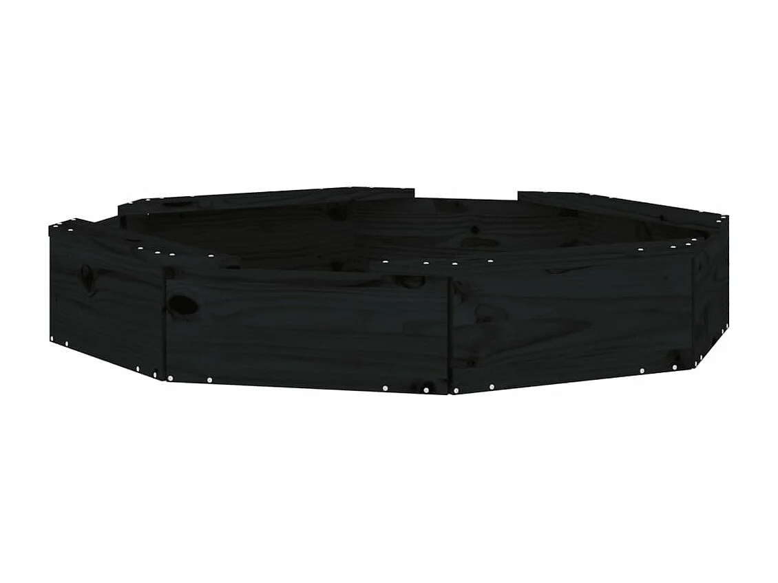 Área de recreação infantil sandbox jardim ao ar livre com assentos octogonais em madeira de pinho maciço preto 02_0041542