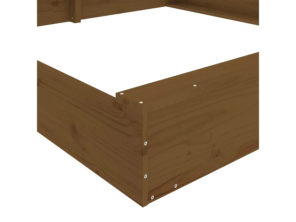 Área de lazer infantil caixa de areia jardim ao ar livre com assentos quadrados madeira maciça de pinho marrom 02_0041524