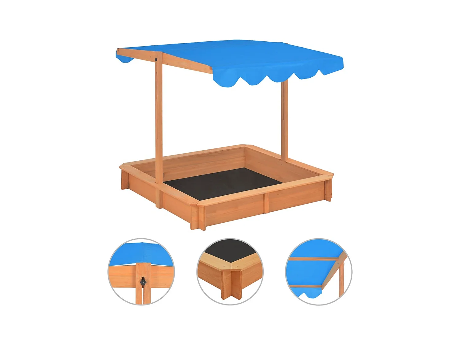 Bac à sable avec bois marron 115 x 115 x 115 cm 02_0005055