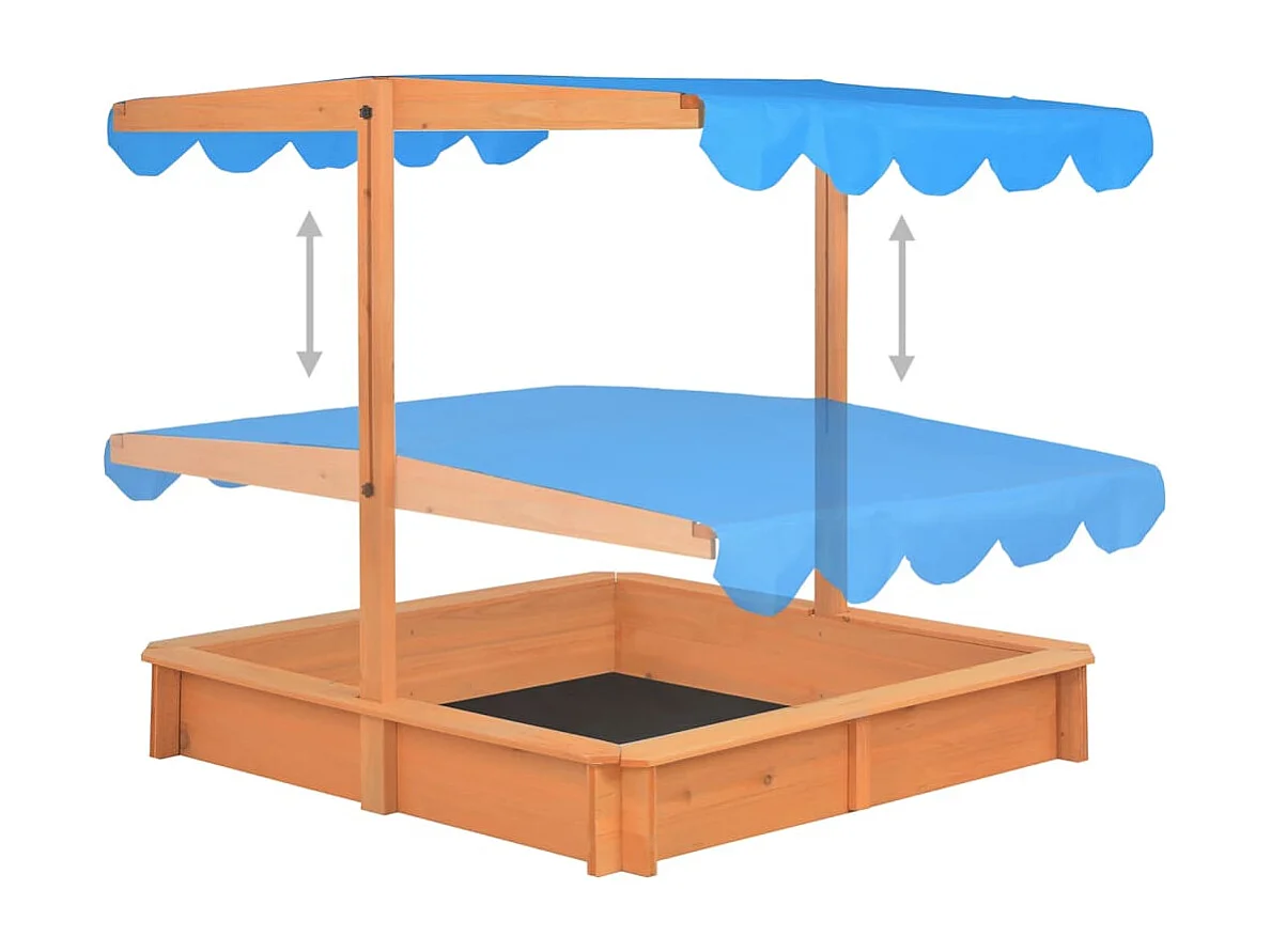 Caixa de areia com teto ajustável, madeira de abeto 115 x 115 x 115 cm 02_0005055