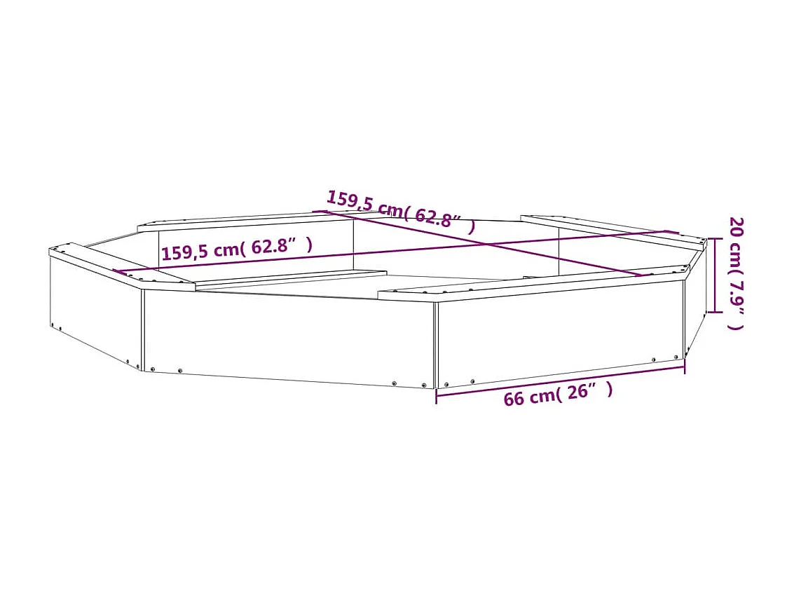 Bac à sable jeu bois marron 159.5 x 159.5 x 20 cm 02_0041548