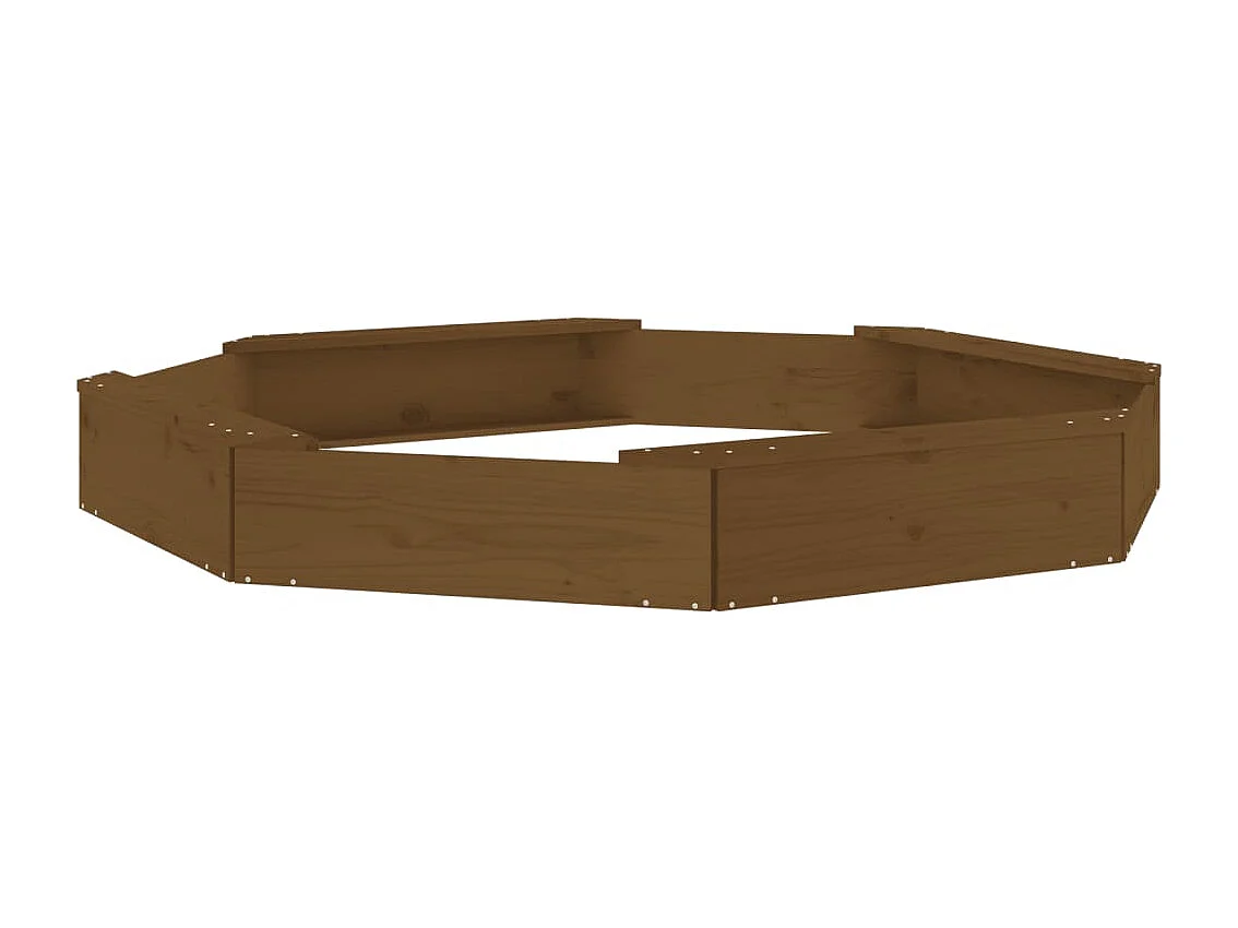 Área de recreação infantil caixa de areia jardim ao ar livre com assentos octogonais madeira maciça de pinho marrom 02_0041538