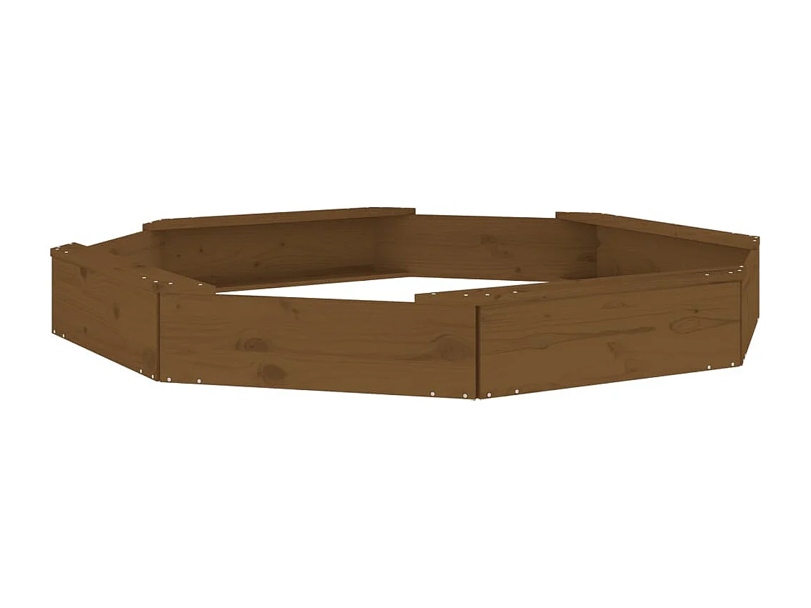 Área de recreação infantil caixa de areia jardim ao ar livre com assentos octogonais madeira maciça de pinho marrom 02_0041538