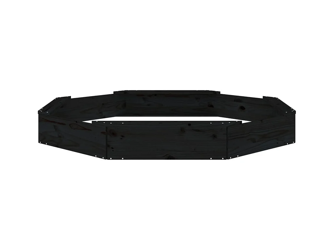 Área de recreação infantil sandbox jardim ao ar livre com assentos octogonais em madeira de pinho maciço preto 02_0041540