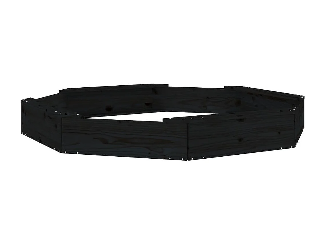 Área de recreação infantil sandbox jardim ao ar livre com assentos octogonais em madeira de pinho maciço preto 02_0041540