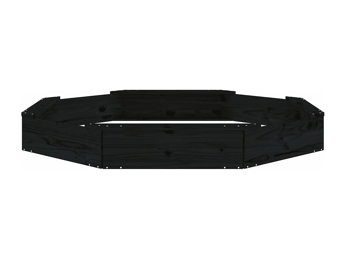 Área de recreação infantil sandbox jardim ao ar livre com assentos octogonais em madeira de pinho maciço preto 02_0041540