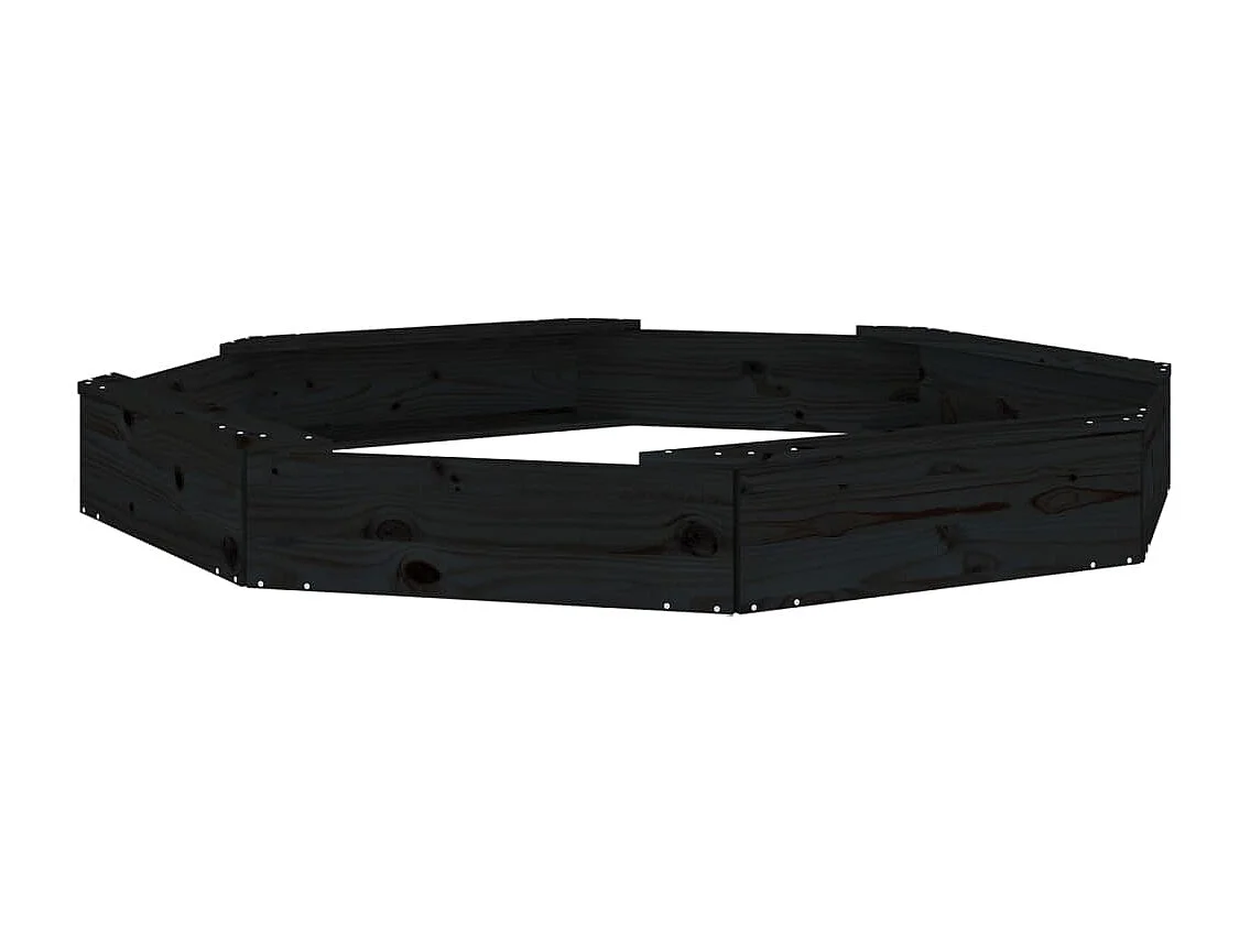 Área de recreação infantil sandbox jardim ao ar livre com assentos octogonais em madeira de pinho maciço preto 02_0041540