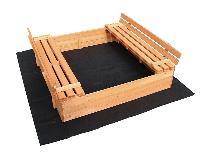 Sabbiera con coperchio pieghevole 2 panche integrate 98 cm legno di abete 16_0002201