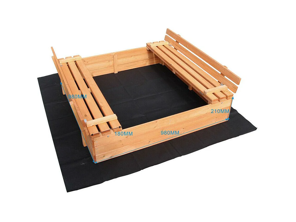 Bac à sable couvercle bois marron 980 x 980 x 210 cm 16_0002201