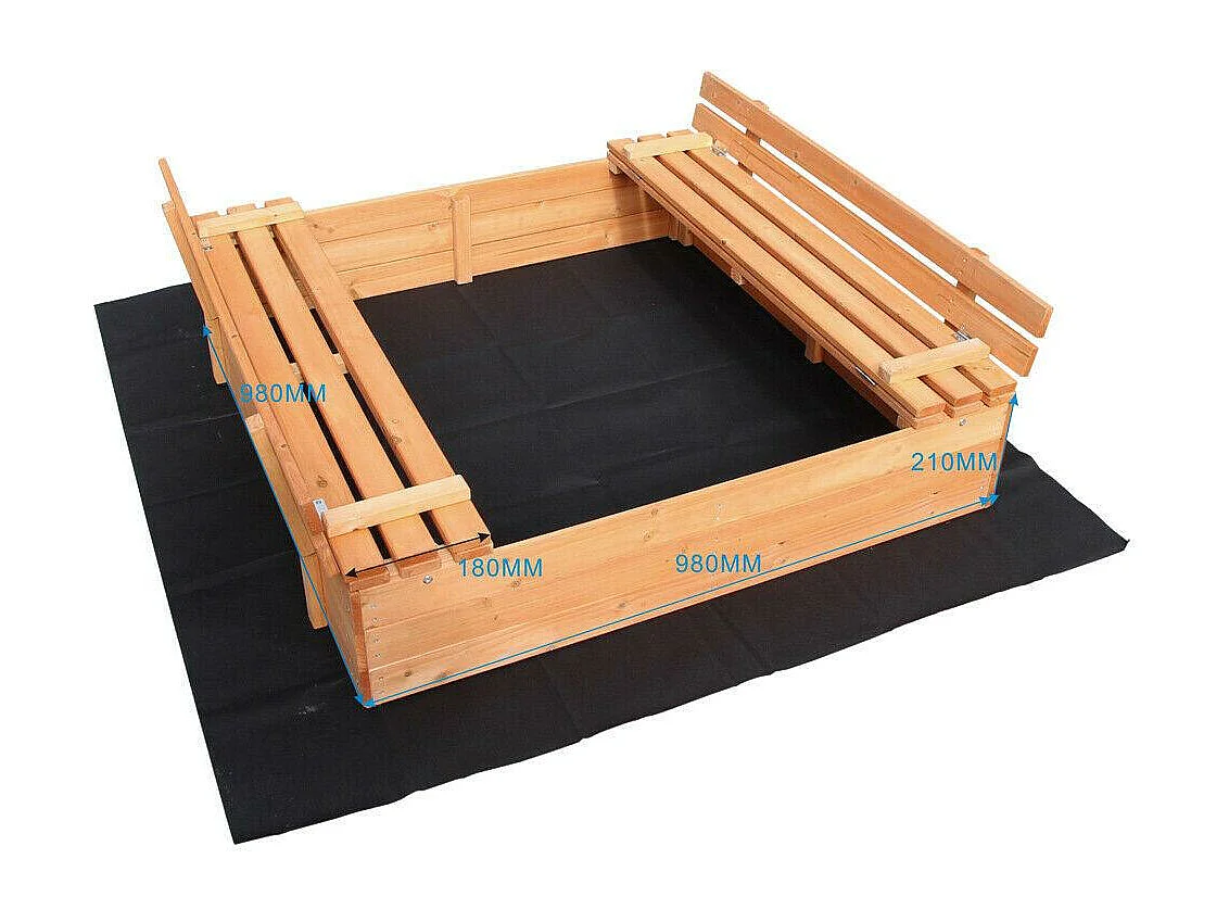 Bac à sable couvercle bois marron 980 x 980 x 210 cm 16_0002201