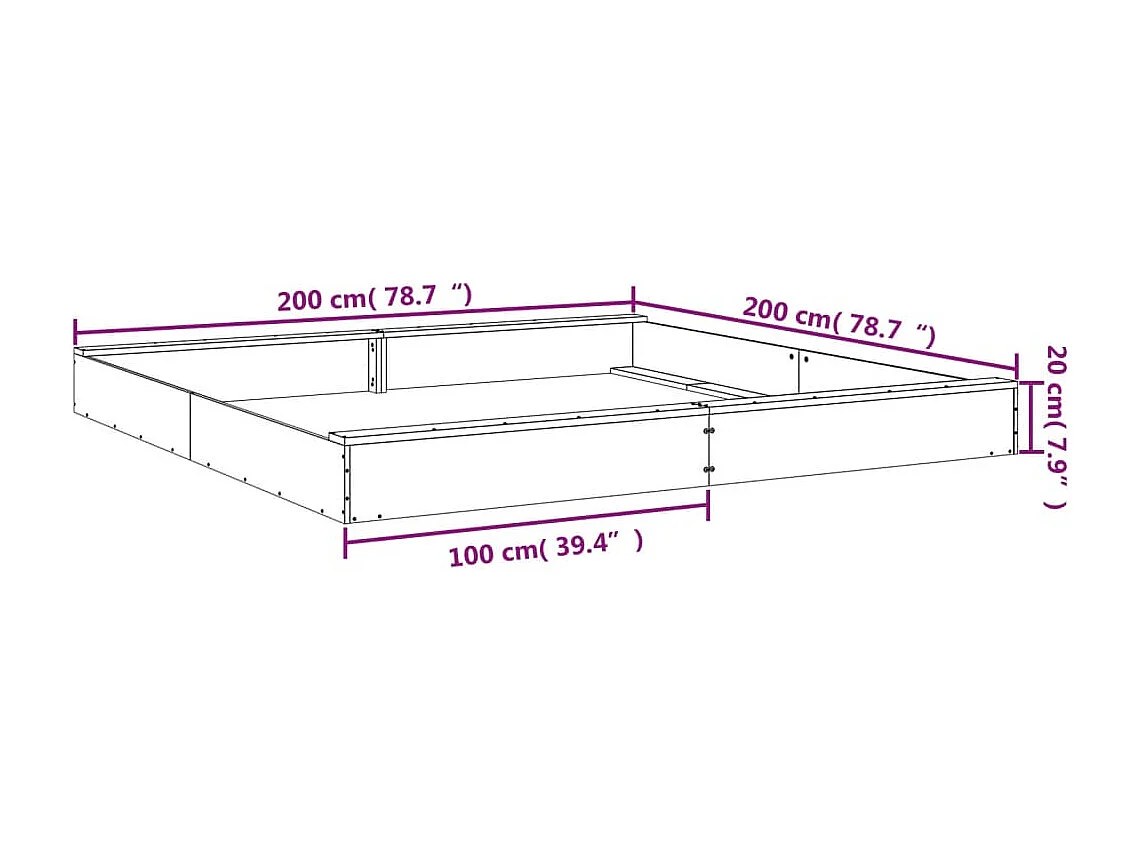 Bac à sable jeu bois marron 200 x 200 x 20 cm 02_0041525