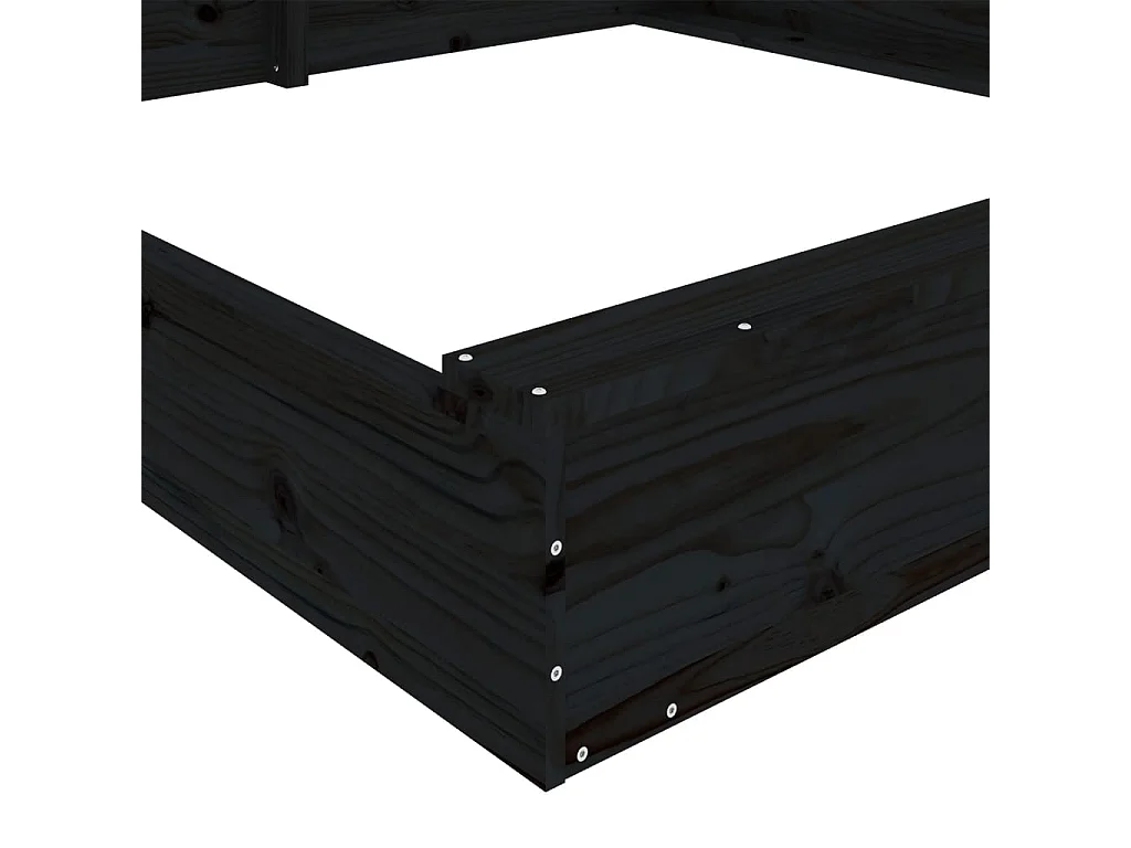 Sabbiera area giochi per bambini giardino esterno con sedute quadrate in legno massello di pino nero 02_0041525