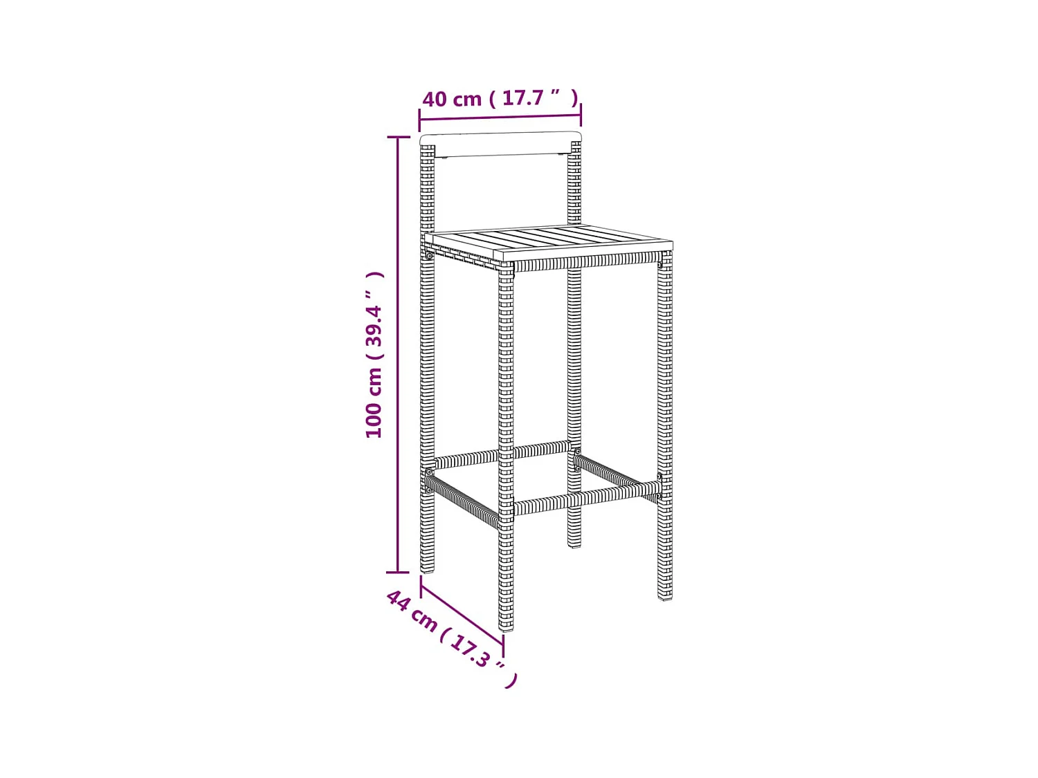 Set bar da giardino mobili da esterno terrazza 7 pezzi polyrattan nero/legno massiccio di acacia 02_0013491
